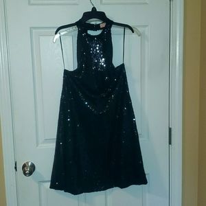 BLUSH BLACK Sequined Dress Size L